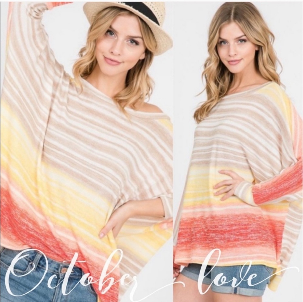 💛LAST 1! Stripe Dolman Sleeve Knit Top - Picture 3 of 7
